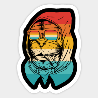 Dog Pug Retro Hoodie Sticker